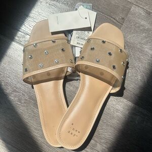 Rhinestone Mesh Slide
Sandals with Memory Foam Insole